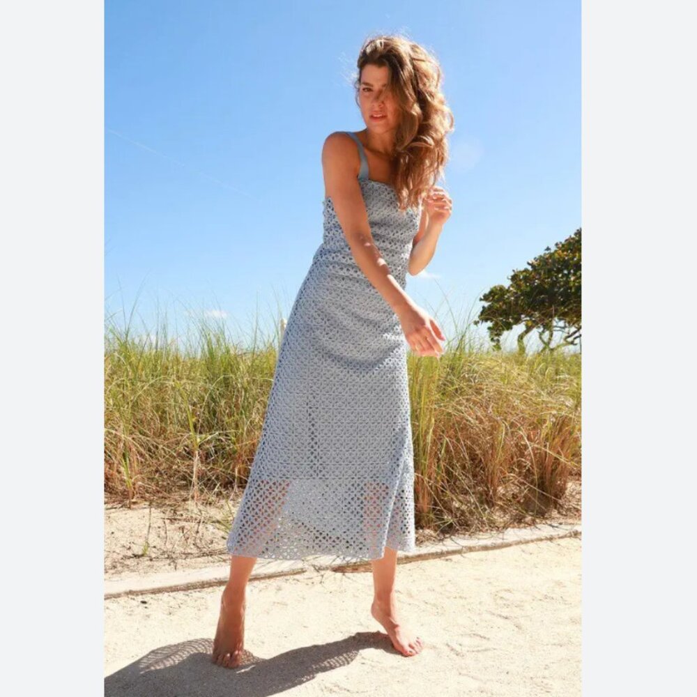 NWT Miguelina Light Blue Crochet Dress XS